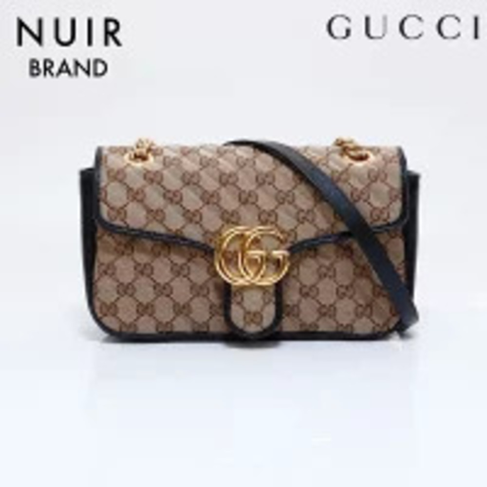 Gucci GG Marmont Shoulder Bag Beige Black
